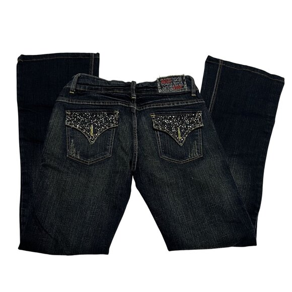 Miss O&Y Women's Embellished Denim Jeans With Rhinestone Pocket Detailing - Picture 2 of 11